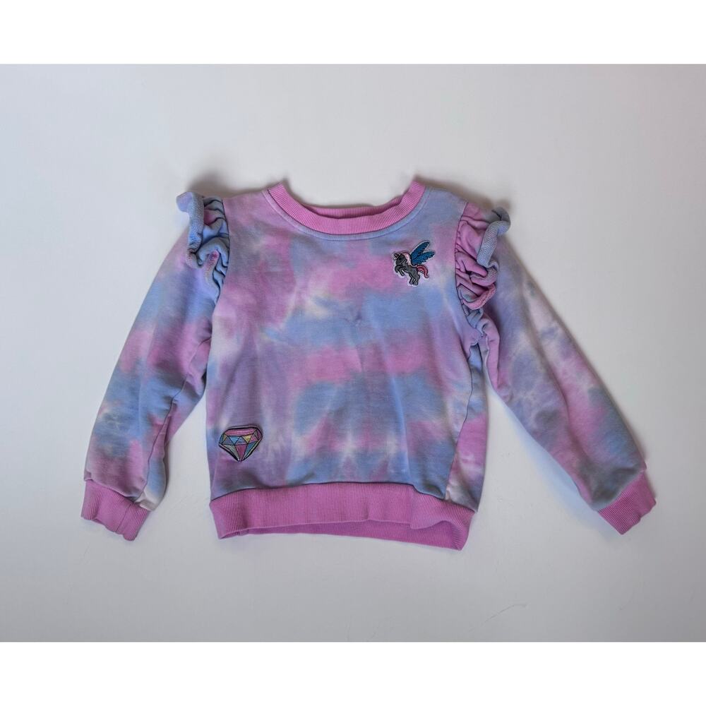 Lola and the boys sweatshirt girls 6T pink purple tie dye rainbow patches
